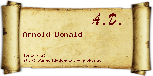 Arnold Donald névjegykártya